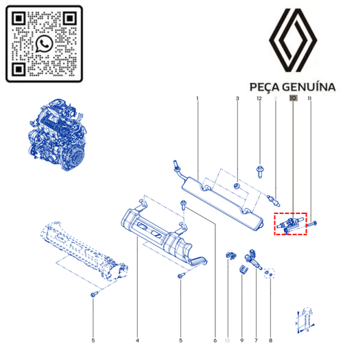 RN 77213R 166077213R SUPORTE DO BICO INJETOR PARTIDA FRIO H4M 1.6 16V - 4